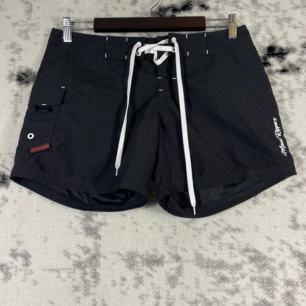 Maui Rippers‎ Shorts Womens Size 07 (32x4) Black Beach Vacation Drawstring
